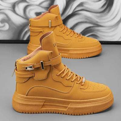 2024 Men's High Top Brown Sneakers - Comfortable Style - POWQUE URBAN STYLE