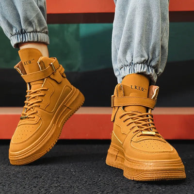 2024 Men's High Top Brown Sneakers - Comfortable Style - POWQUE URBAN STYLE