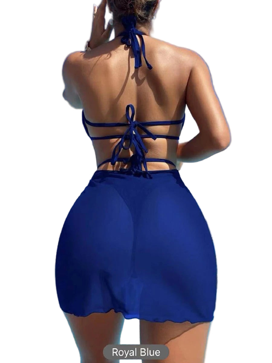 2025 Hollow Out Padded Halter Bikini Set - POWQUE URBAN STYLE