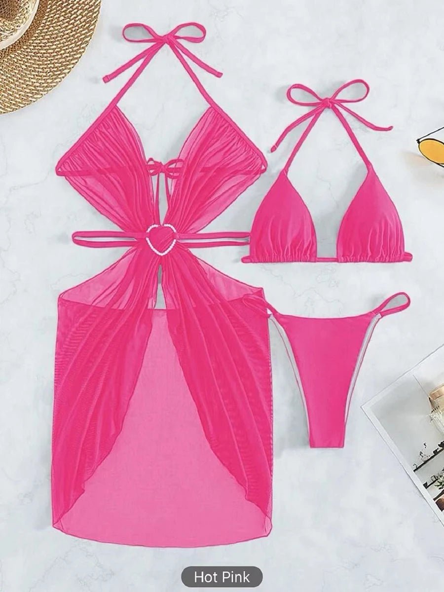 2025 Hollow Out Padded Halter Bikini Set - POWQUE URBAN STYLE