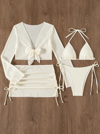 2025 White Mesh Bikini Set - Summer Ready - POWQUE URBAN STYLE