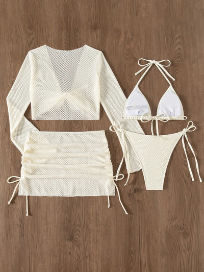 2025 White Mesh Bikini Set - Summer Ready - POWQUE URBAN STYLE