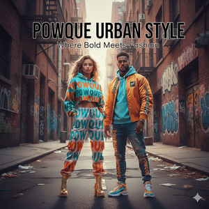 Powque Urban Style streetwear couple in colorful urban alley