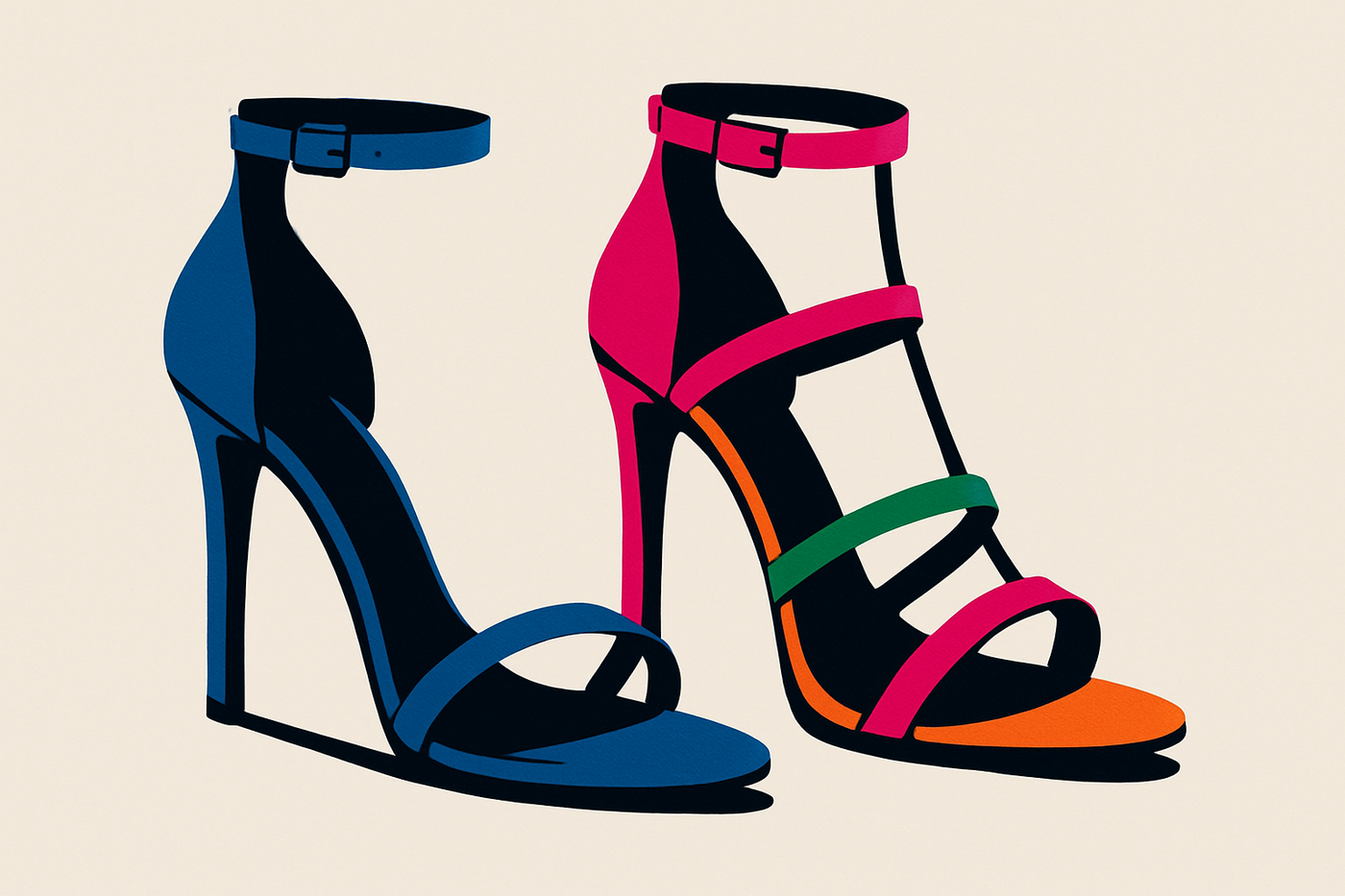 A Silhouette Ankle Strap bold colorful fashion sandals