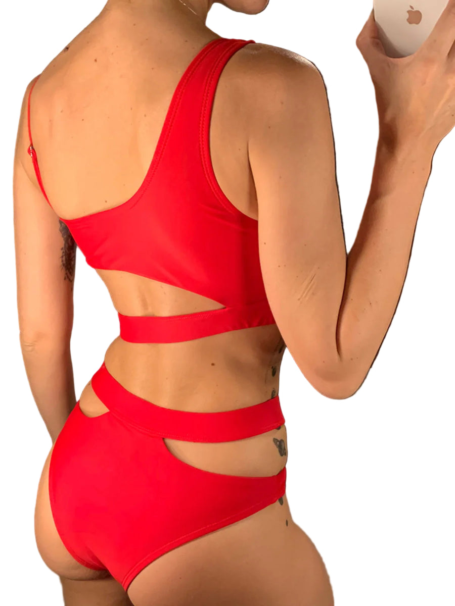 Chic Asymmetrical High Waist Bikini Set - POWQUE URBAN STYLE