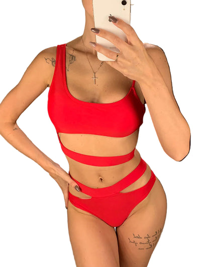 Chic Asymmetrical High Waist Bikini Set - POWQUE URBAN STYLE