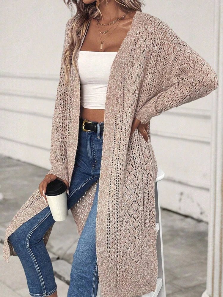 Chic Hollowed Out Cardigan - Cozy Stylish Essential - POWQUE URBAN STYLE