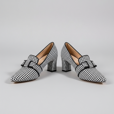 Chic Houndstooth Thick - Heeled Women's Shoes - POWQUE URBAN STYLE