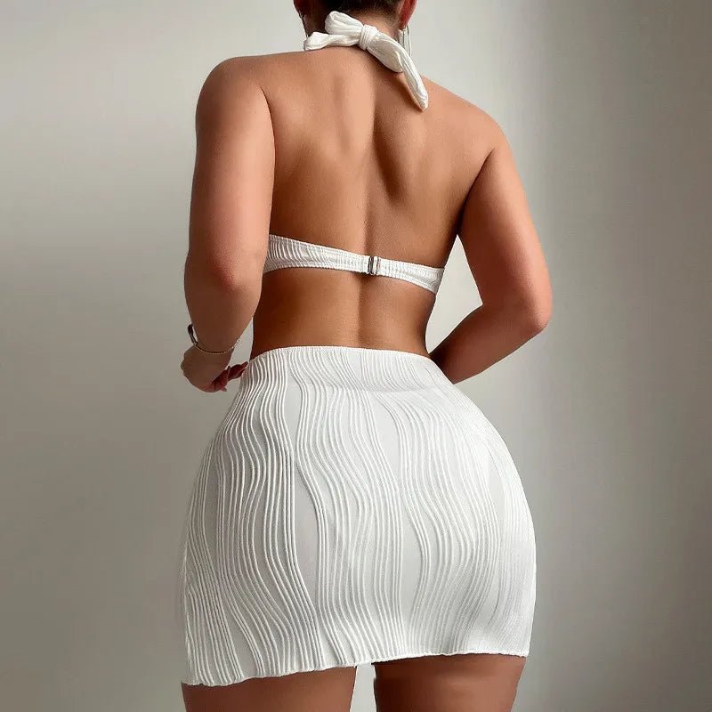 Chic White 3 - Piece Swimsuit Set - Summer Ready - POWQUE URBAN STYLE