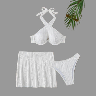 Chic White 3 - Piece Swimsuit Set - Summer Ready - POWQUE URBAN STYLE