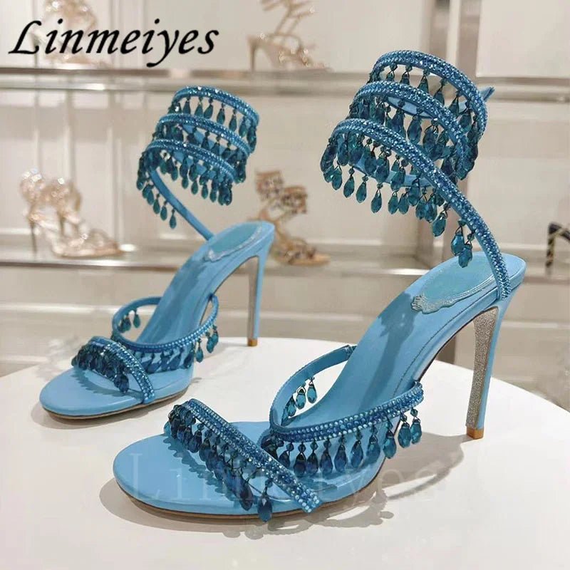 Crystal Gladiator High Heels for Glamorous Style - POWQUE URBAN STYLE