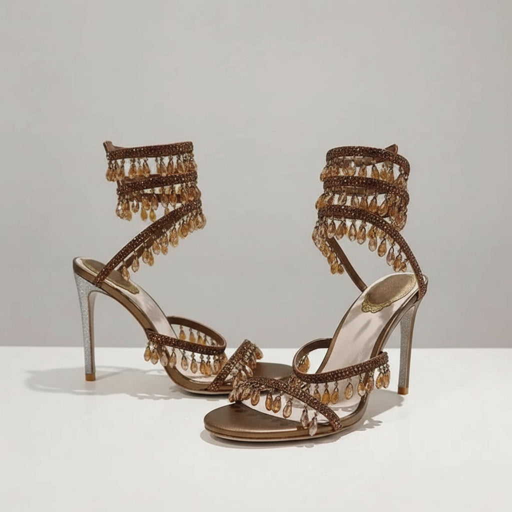 Crystal Gladiator High Heels for Glamorous Style - POWQUE URBAN STYLE
