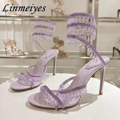 Crystal Gladiator High Heels for Glamorous Style - POWQUE URBAN STYLE