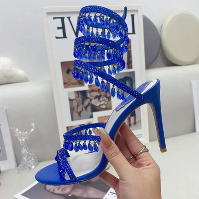 Crystal Gladiator High Heels for Glamorous Style - POWQUE URBAN STYLE
