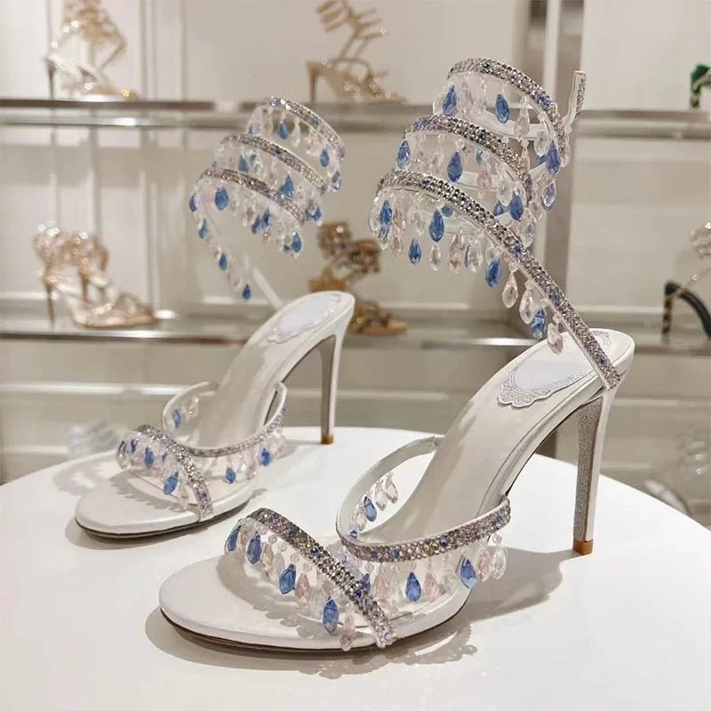 Crystal Gladiator High Heels for Glamorous Style - POWQUE URBAN STYLE