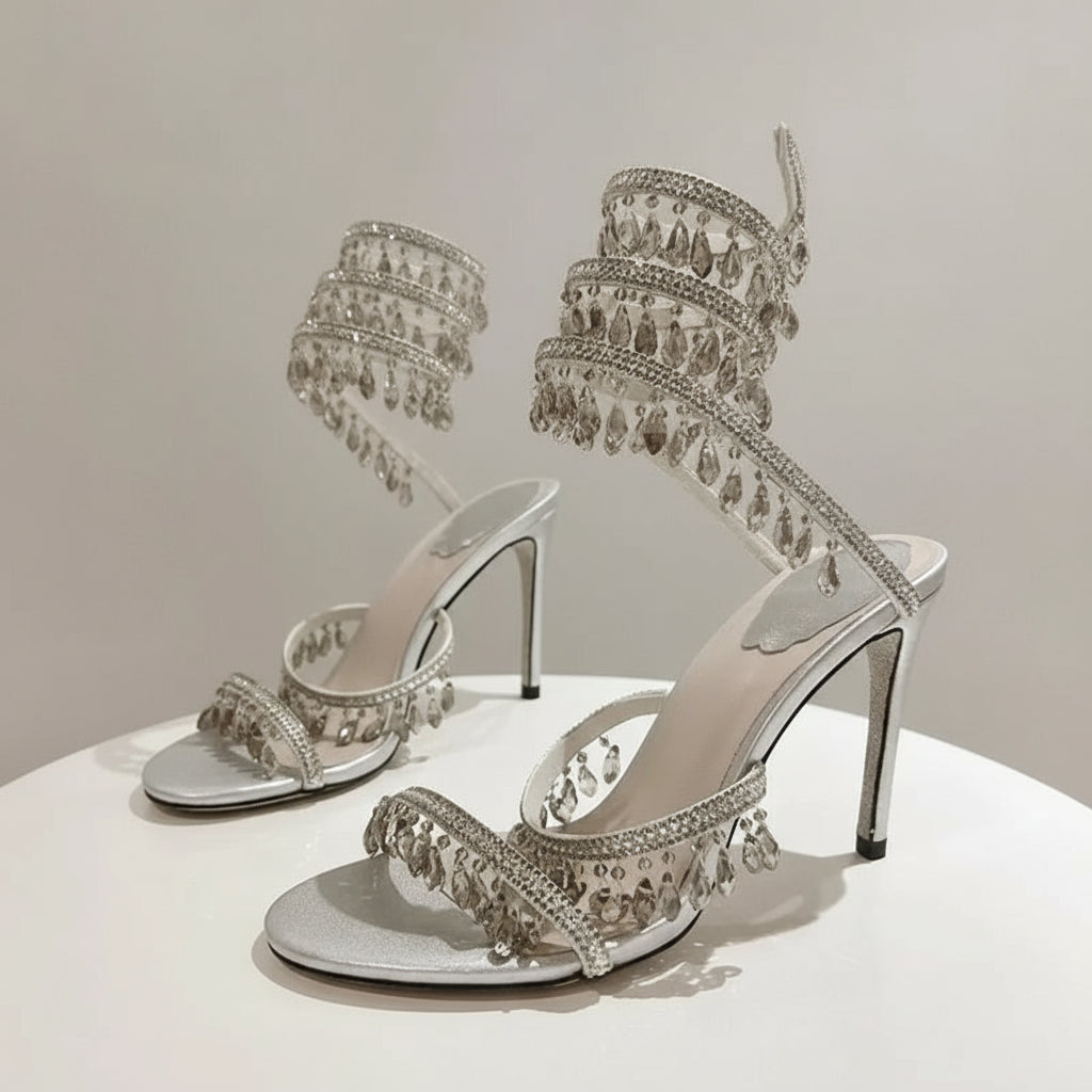 Crystal Gladiator High Heels for Glamorous Style - POWQUE URBAN STYLE