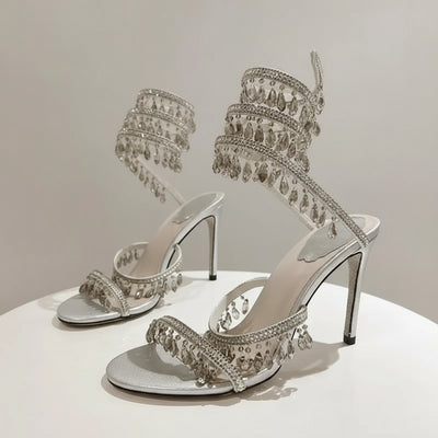 Crystal Gladiator High Heels for Glamorous Style - POWQUE URBAN STYLE