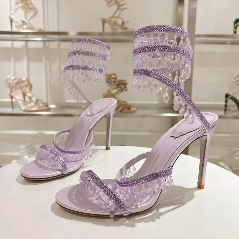 Crystal Gladiator High Heels for Glamorous Style - POWQUE URBAN STYLE