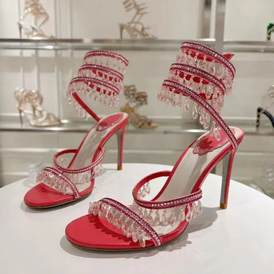 Crystal Gladiator High Heels for Glamorous Style - POWQUE URBAN STYLE