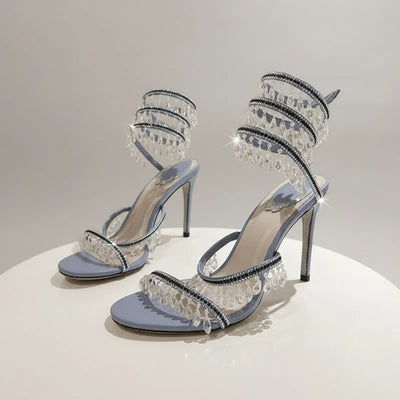 Crystal Gladiator High Heels for Glamorous Style - POWQUE URBAN STYLE