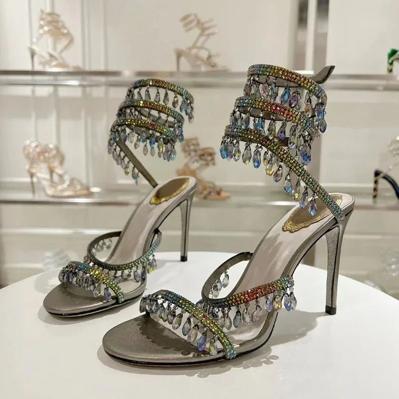 Crystal Gladiator High Heels for Glamorous Style - POWQUE URBAN STYLE