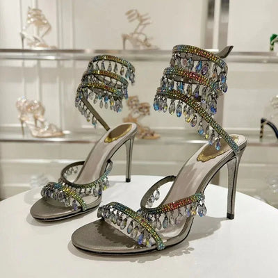 Crystal Gladiator High Heels for Glamorous Style - POWQUE URBAN STYLE
