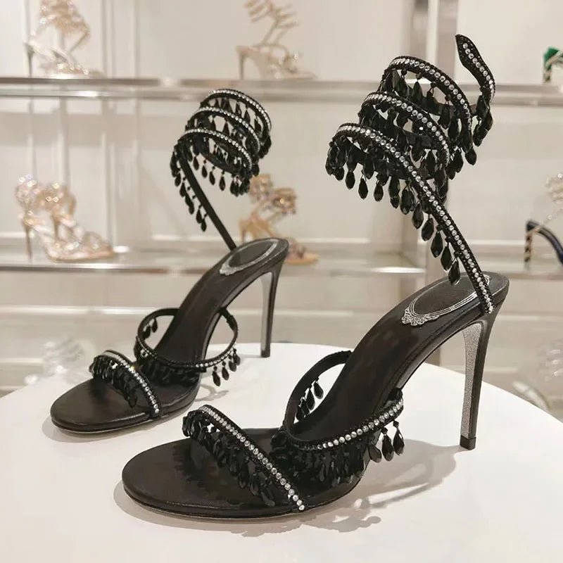 Crystal Gladiator High Heels for Glamorous Style - POWQUE URBAN STYLE