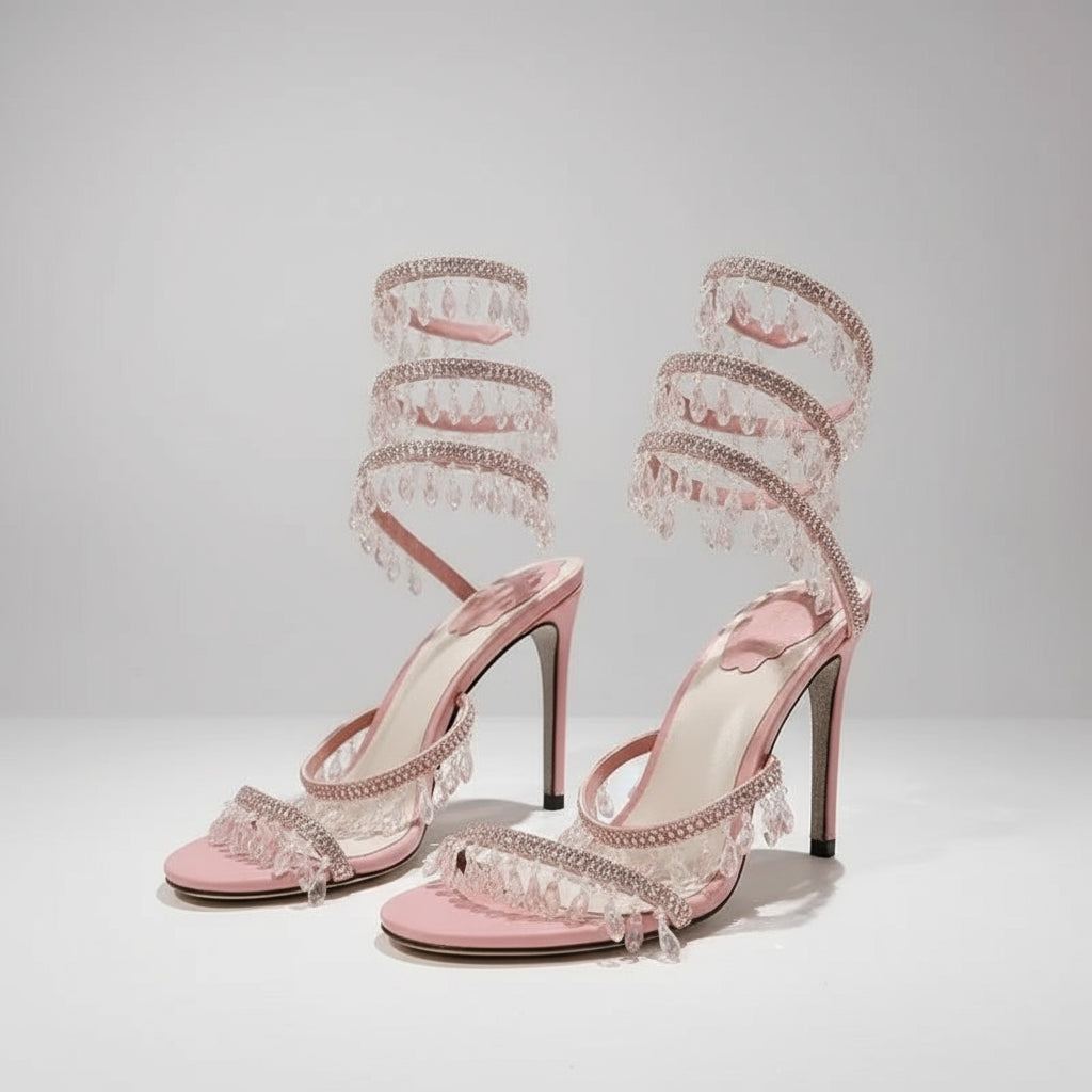 Crystal Gladiator High Heels for Glamorous Style - POWQUE URBAN STYLE