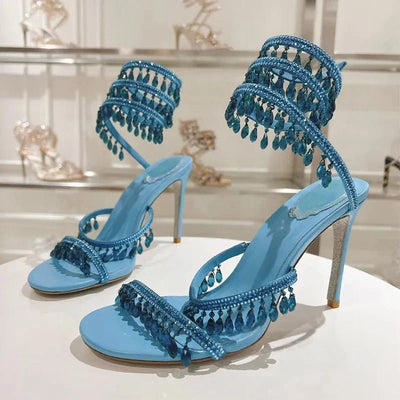 Crystal Gladiator High Heels for Glamorous Style - POWQUE URBAN STYLE