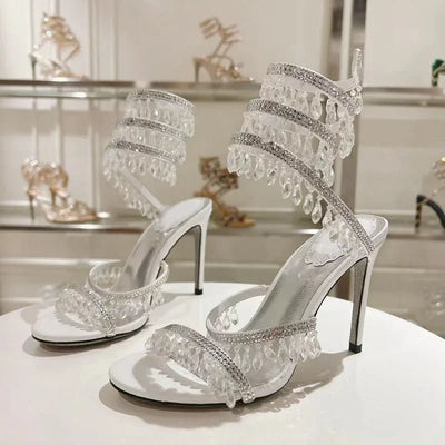 Crystal Gladiator High Heels for Glamorous Style - POWQUE URBAN STYLE