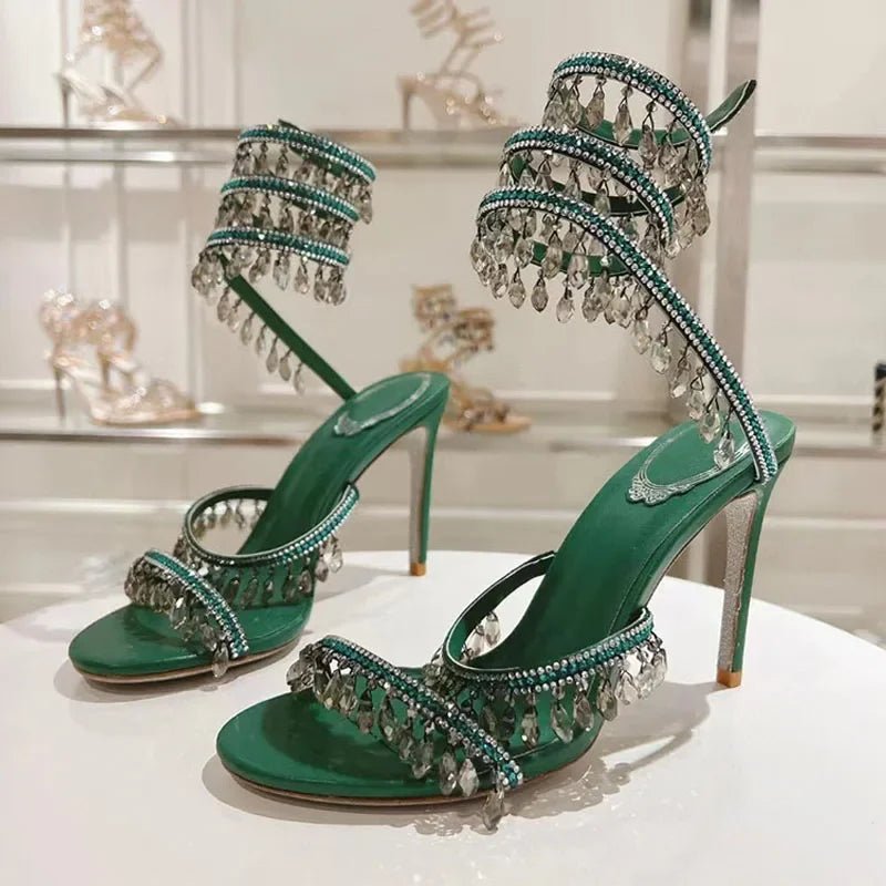 Crystal Gladiator High Heels for Glamorous Style - POWQUE URBAN STYLE