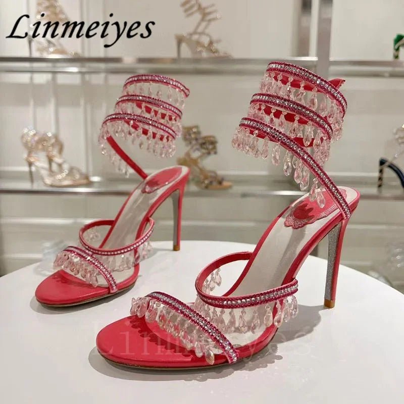 Crystal Gladiator High Heels for Glamorous Style - POWQUE URBAN STYLE
