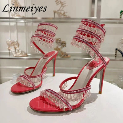 Crystal Gladiator High Heels for Glamorous Style - POWQUE URBAN STYLE