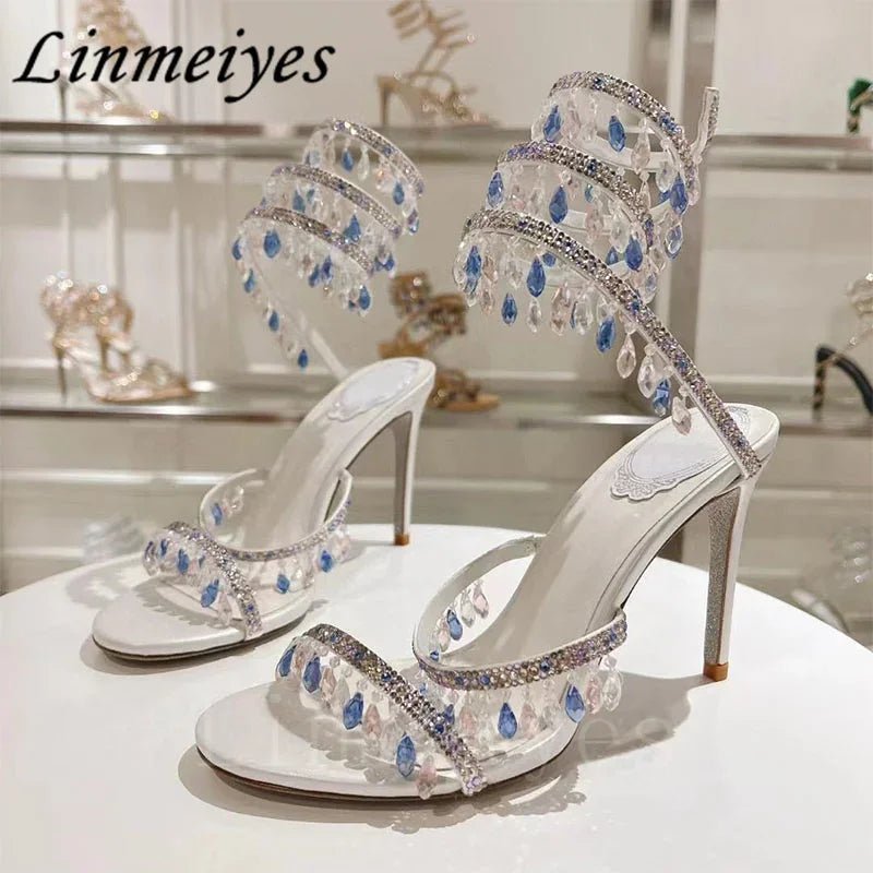 Crystal Gladiator High Heels for Glamorous Style - POWQUE URBAN STYLE