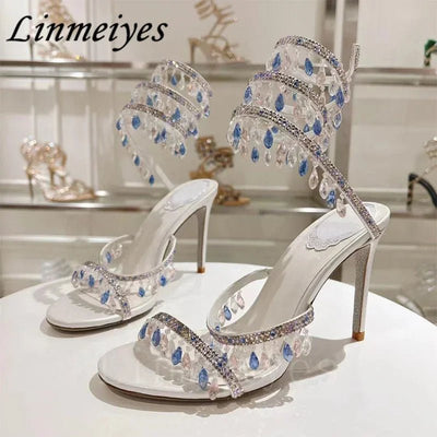 Crystal Gladiator High Heels for Glamorous Style - POWQUE URBAN STYLE