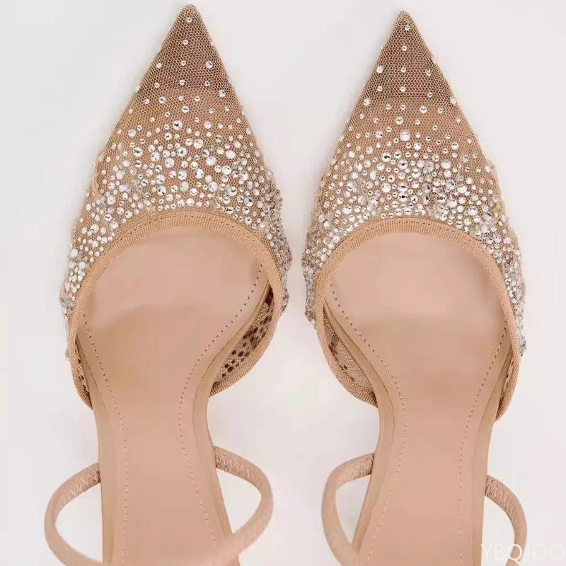 Elegant Rhinestone Slingback Heels for Women - POWQUE URBAN STYLE