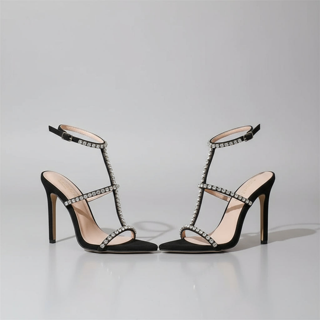 Glamorous Crystal Rivet High Heels Sandals - POWQUE URBAN STYLE