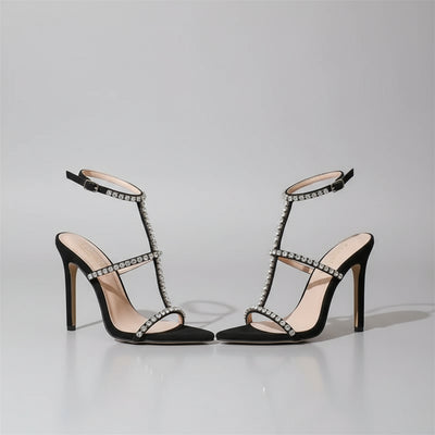 Glamorous Crystal Rivet High Heels Sandals - POWQUE URBAN STYLE