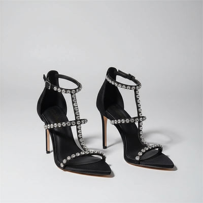 Glamorous Crystal Rivet High Heels Sandals - POWQUE URBAN STYLE