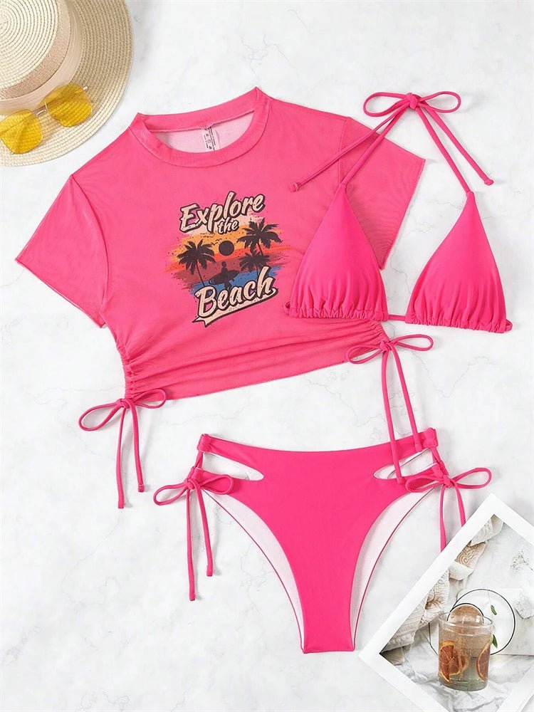 High Waist 3 - Piece Bikini Set for Summer - POWQUE URBAN STYLE