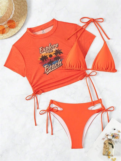 High Waist 3 - Piece Bikini Set for Summer - POWQUE URBAN STYLE