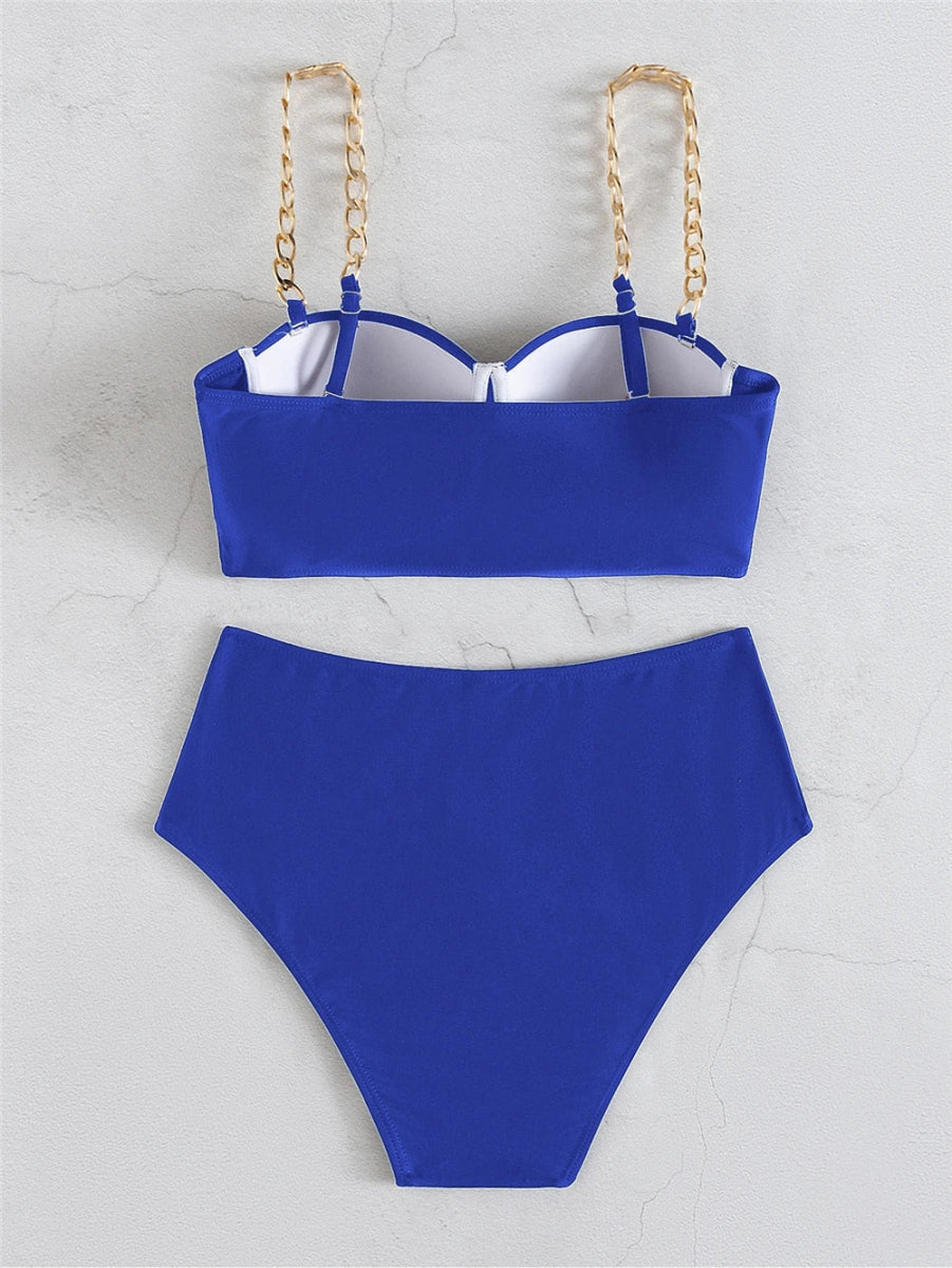 High Waist Chain Strap Bikini for Women - POWQUE URBAN STYLE