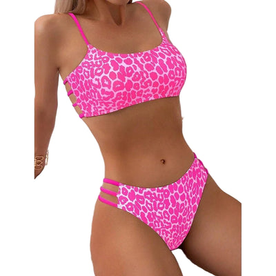 High Waist Leopard Bikini Set - Swim in Style - POWQUE URBAN STYLE