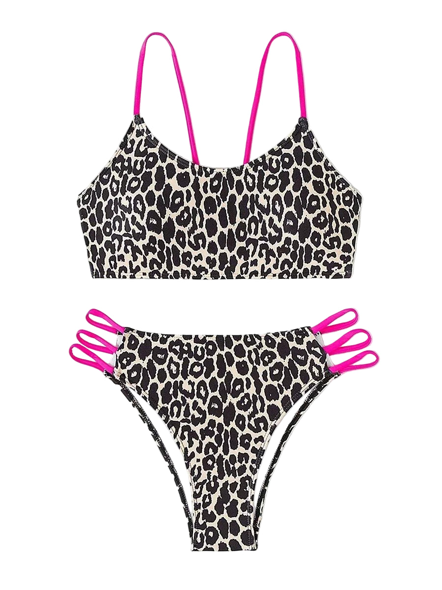 High Waist Leopard Bikini Set - Swim in Style - POWQUE URBAN STYLE