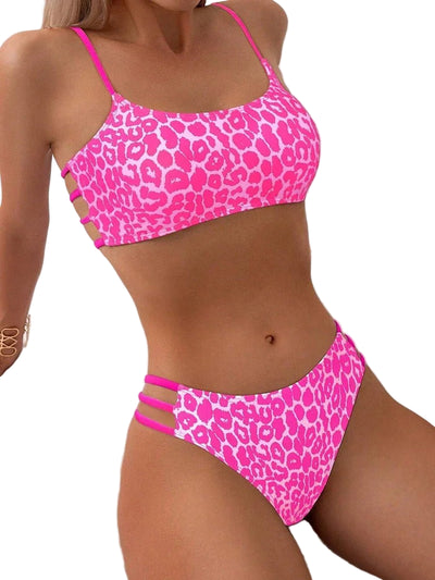 High Waist Leopard Bikini Set - Swim in Style - POWQUE URBAN STYLE