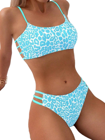High Waist Leopard Bikini Set - Swim in Style - POWQUE URBAN STYLE