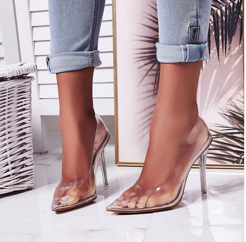 Ladies new women's shoes PVC pointed toe high heels - POWQUE URBAN STYLE