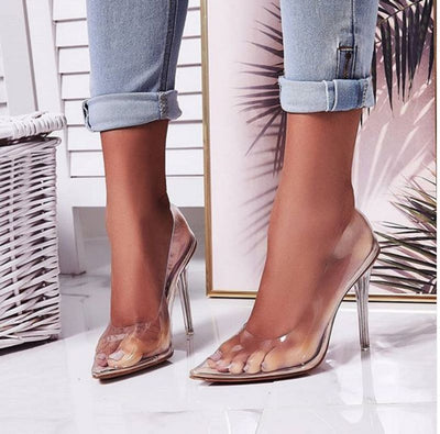 Ladies new women's shoes PVC pointed toe high heels - POWQUE URBAN STYLE