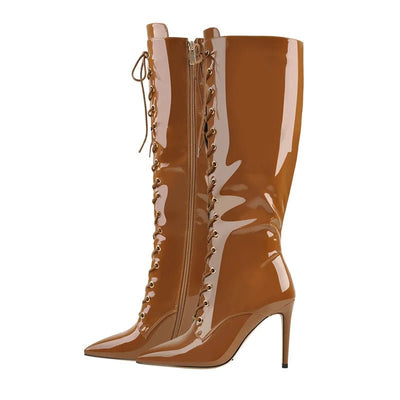 Leopard Print Knee - High Stiletto Boots - POWQUE URBAN STYLE