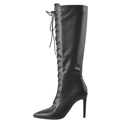 Leopard Print Knee - High Stiletto Boots - POWQUE URBAN STYLE